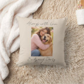 Pet Photo Name Text Throw Pillow Beige Love Always クッション (ブランケット)