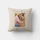 Pet Photo Name Text Throw Pillow Beige Love Always クッション (正面)