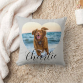Pet Photo Script Modern Heart Personalized Dog クッション (ブランケット)