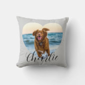 Pet Photo Script Modern Heart Personalized Dog クッション (正面)