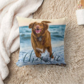 Pet Photo Script Name Modern Personalized Dog クッション (ブランケット)