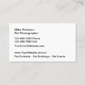 Pet Photography Modern Business Cards 名刺 (裏面)