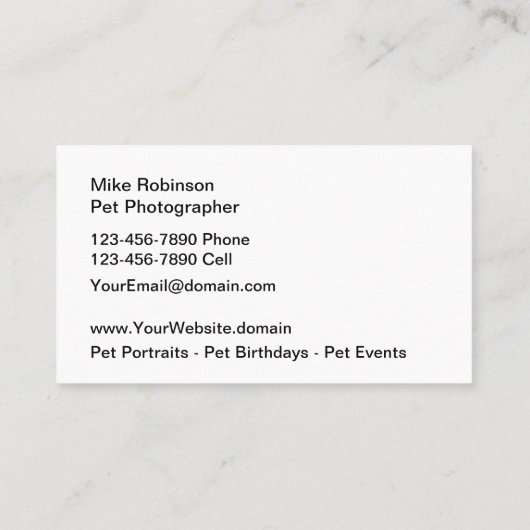 Pet Photography Modern Business Cards 名刺 (裏面)