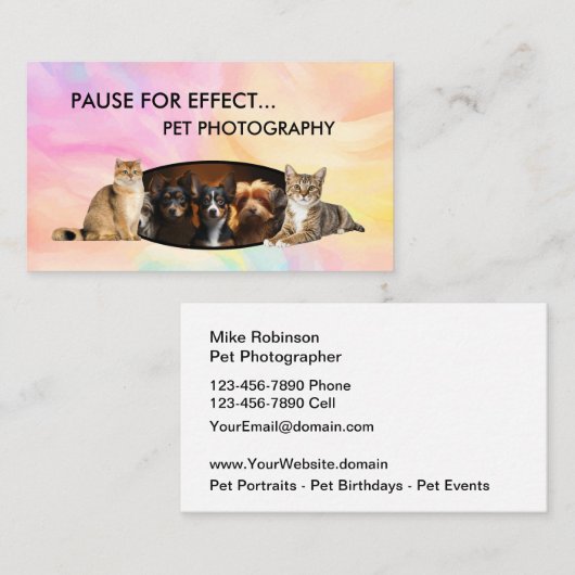 Pet Photography Modern Business Cards 名刺 (正面/裏面)