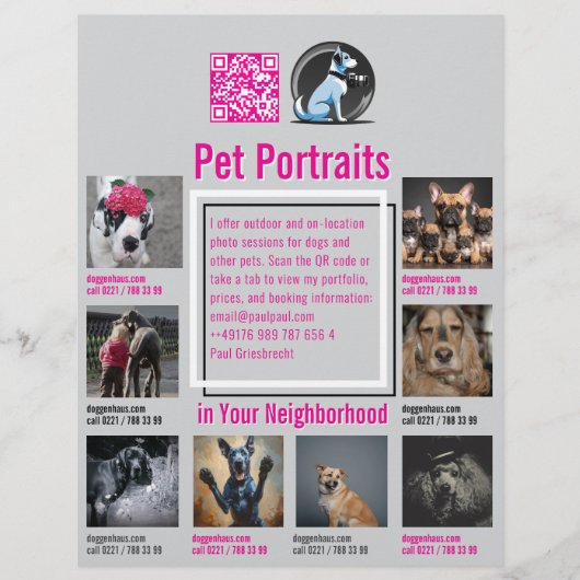 Pet Photography Session Flyer With QR Code & Tear‑ チラシ (正面)