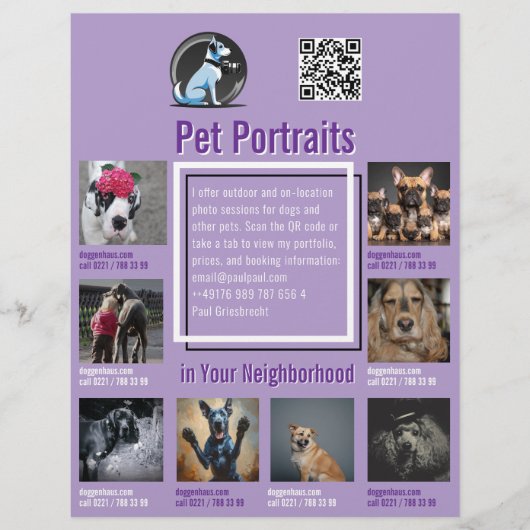 Pet Photography Session Flyer With QR Code & Tear‑ チラシ (正面)