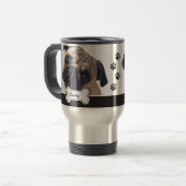 Pet Photos on Cute Dog Bone Add Name トラベルマグ (正面左)