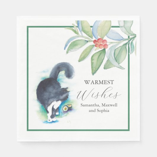 Pet Portrait Christmas Cocktail Napkins スタンダードランチョンナプキン (正面)