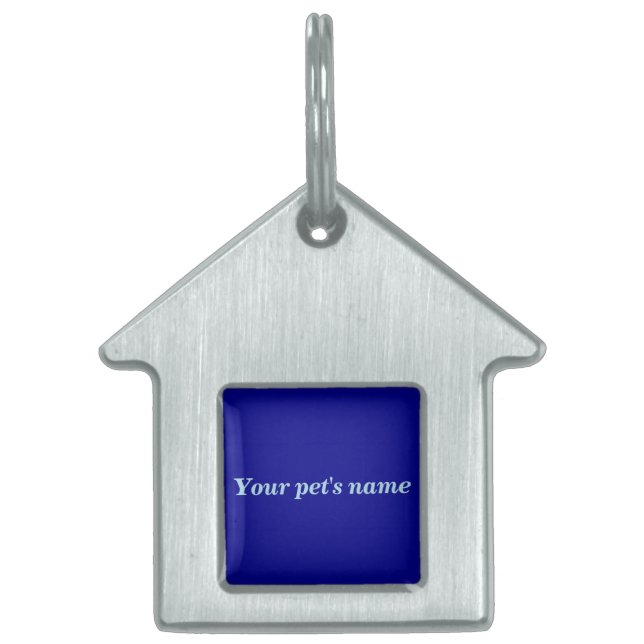 Pet’s Name With Blue Background on House Shaped ペットネームタグ (正面)