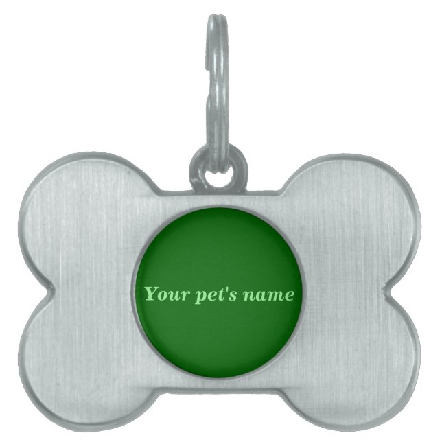 Pet’s Name With Green Background on Bone Shaped ペットネームタグ (正面)