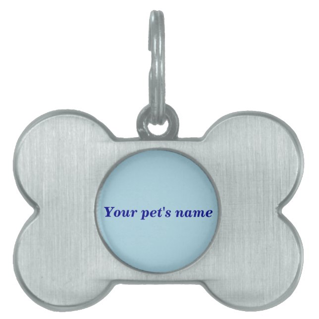 Pet’s Name With Light Blue on Boned Shaped ペットネームタグ (正面)