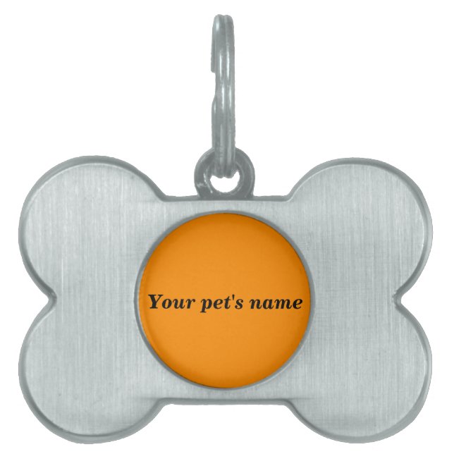 Pet’s Name With Orange Background on Bone Shaped ペットネームタグ (正面)