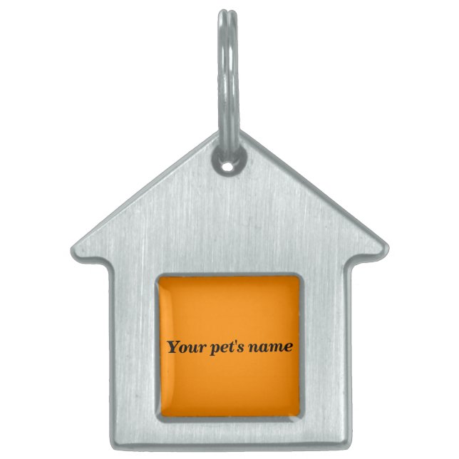 Pet’s Name With Orange Background on House Shaped ペットネームタグ (正面)