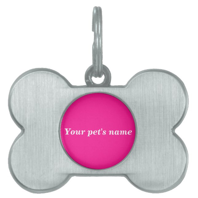 Pet’s Name With Pink Background on Bone Shaped ペットネームタグ (正面)