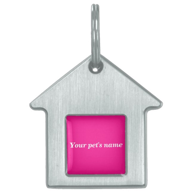 Pet’s Name With Pink Background on House Shaped ペットネームタグ (正面)