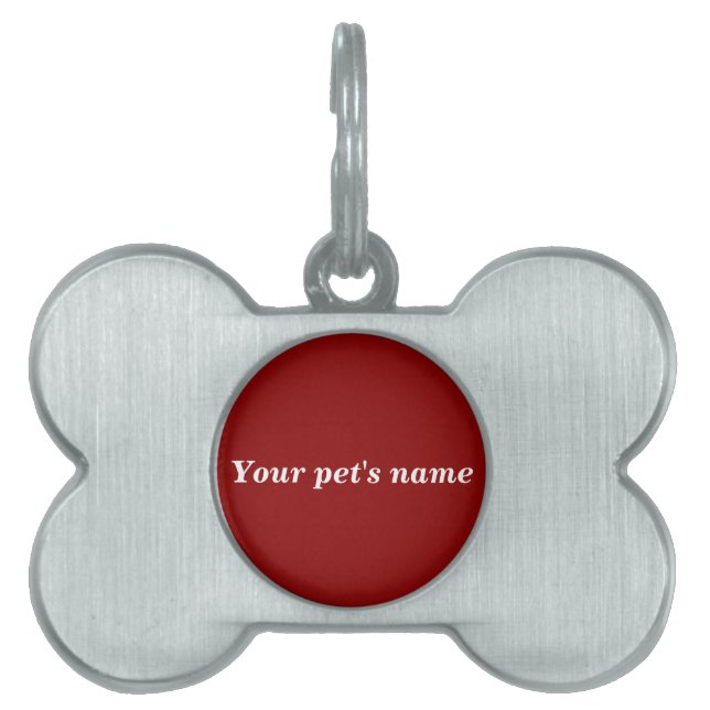 Pet’s Name With Red Background on Bone Shaped ペットネームタグ (正面)