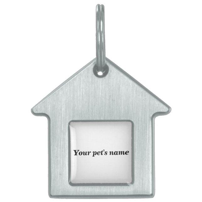 Pet’s Name With White Background on House Shaped ペットネームタグ (正面)