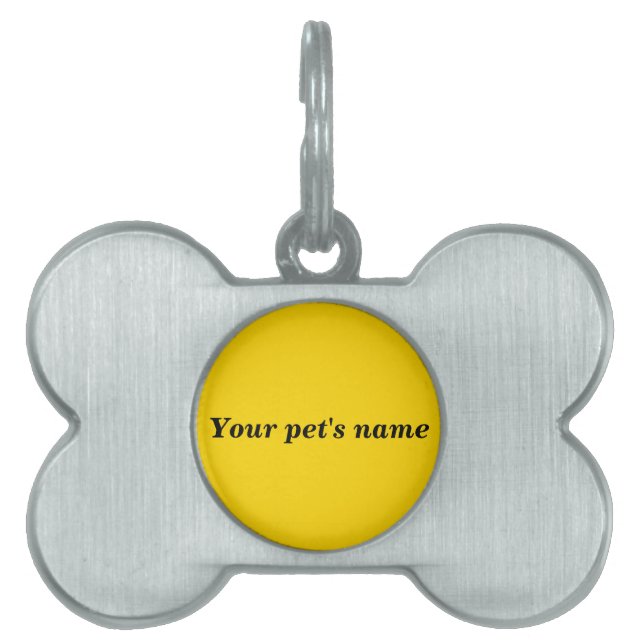Pet’s Name With Yellow Background on Bone Shaped ペットネームタグ (正面)