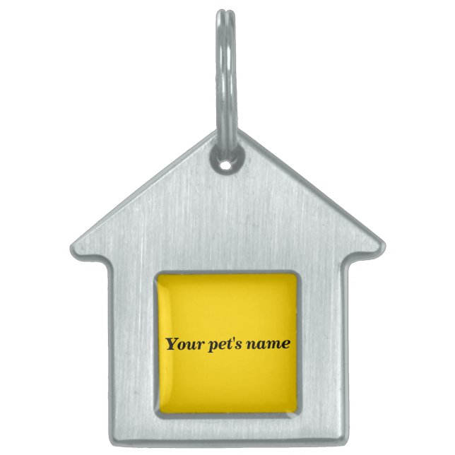 Pet’s Name With Yellow Background on House Shaped ペットネームタグ (正面)