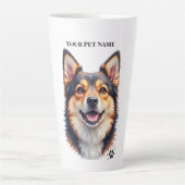 Pet’s Simple Modern Name & Photo Custom Design カフェラテマグ (正面)