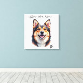 Pet’s Simple Modern Name & Photo Custom Design キャンバスプリント (インサイチュ (ウッドフロア))