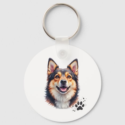 Pet’s Simple Modern Name & Photo Custom Design キーホルダー (裏面)