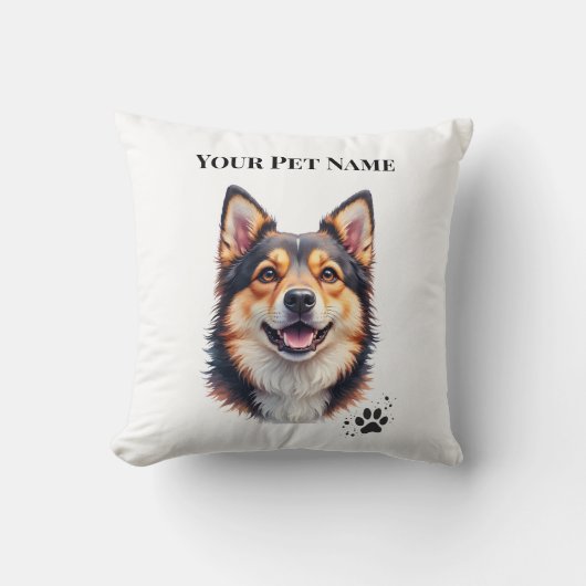 Pet’s Simple Modern Name & Photo Custom Design クッション (正面)