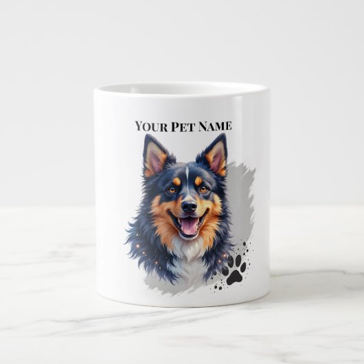 Pet’s Simple Modern Name & Photo Custom Design ジャンボコーヒーマグカップ (正面)