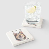 Pet’s Simple Modern Name & Photo Custom Design ストーンコースター (横)