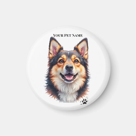 Pet’s Simple Modern Name & Photo Custom Design マグネット (正面)