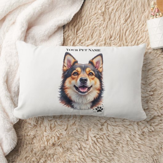 Pet’s Simple Modern Name & Photo Custom Design ランバークッション (ブランケット)