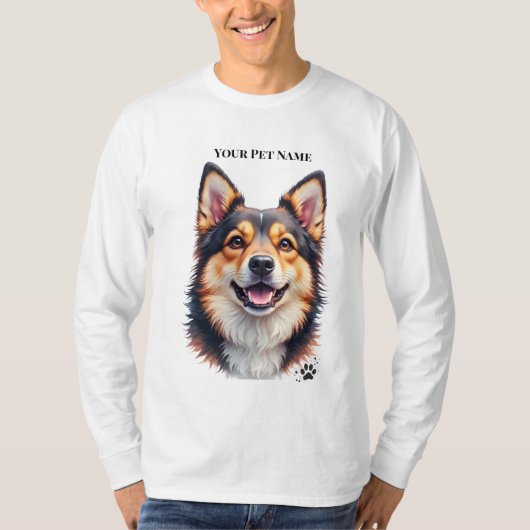 Pet’s Simple Modern Name & Photo Custom Design Tシャツ (正面)