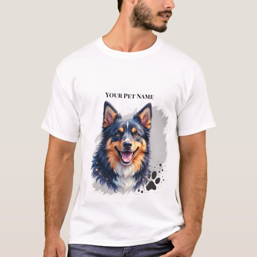 Pet’s Simple Modern Name & Photo Custom Design Tシャツ (正面)