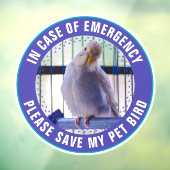 Pet Safety Alert Custom Bird Photo First Responder ウィンドウサイン (シート3)