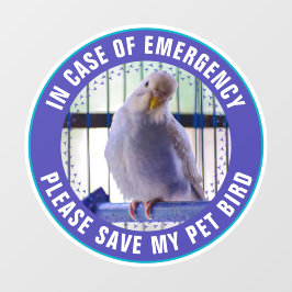 Pet Safety Alert Custom Bird Photo First Responder ウィンドウサイン