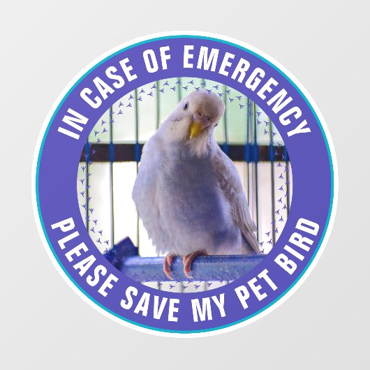 Pet Safety Alert Custom Bird Photo First Responder ウィンドウサイン (シート)