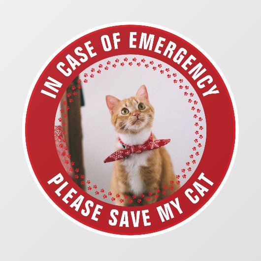 Pet Safety Alert Custom Cat Photo First Responder ウィンドウサイン (シート)
