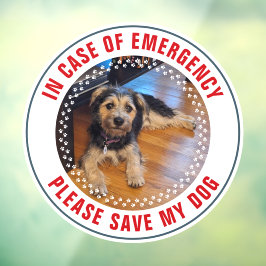 Pet Safety Alert Custom Dog Photo First Responder ウィンドウサイン
