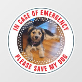 Pet Safety Alert Custom Dog Photo First Responder ウィンドウサイン (シート)