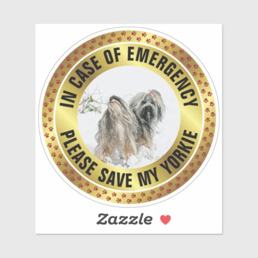Pet Safety Alert Custom First Responder Dog Photo シール (シート)