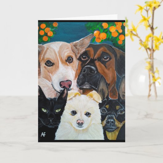 Pet Selfie Painting by Alfred Fox カード (黄色い花)