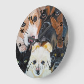 Pet Selfie Painting by Alfred Fox ラージ壁時計 (傾斜)