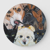 Pet Selfie Painting by Alfred Fox ラージ壁時計 (正面)