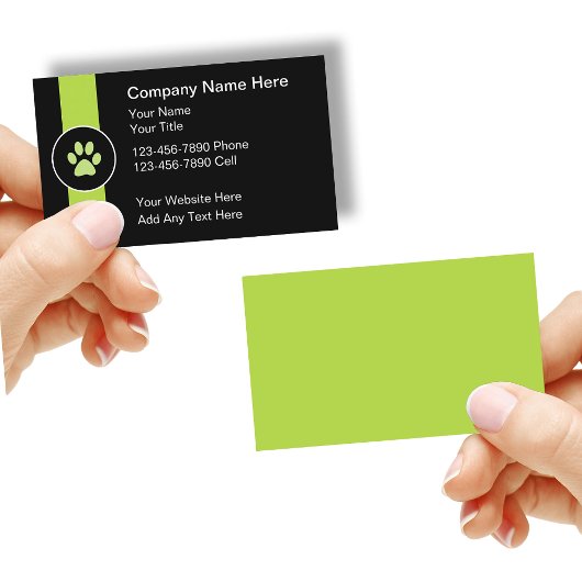 Pet Services Trendy Modern Business Card 名刺
