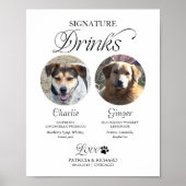 Pet Signature Drinks Wedding Sign with Photo ポスター (正面)