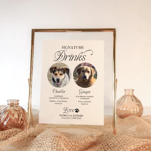 Pet Signature Drinks Wedding Sign with Photo ポスター