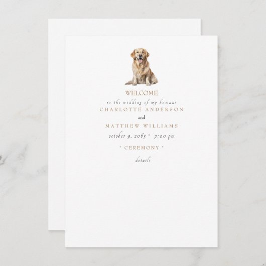 Pet Simple Black & Gold Text Wedding Program II (正面/裏面)