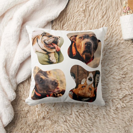 Pet Simple Modern Playful Four Photo クッション (ブランケット)