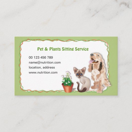 Pet Sitter Business Card. Dog & Cat care Service 名刺 (正面)