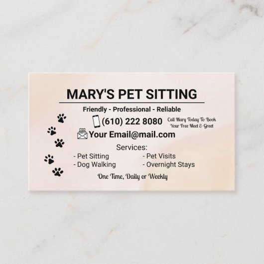 Pet Sitter Business Card Dog Walker 名刺 (正面)